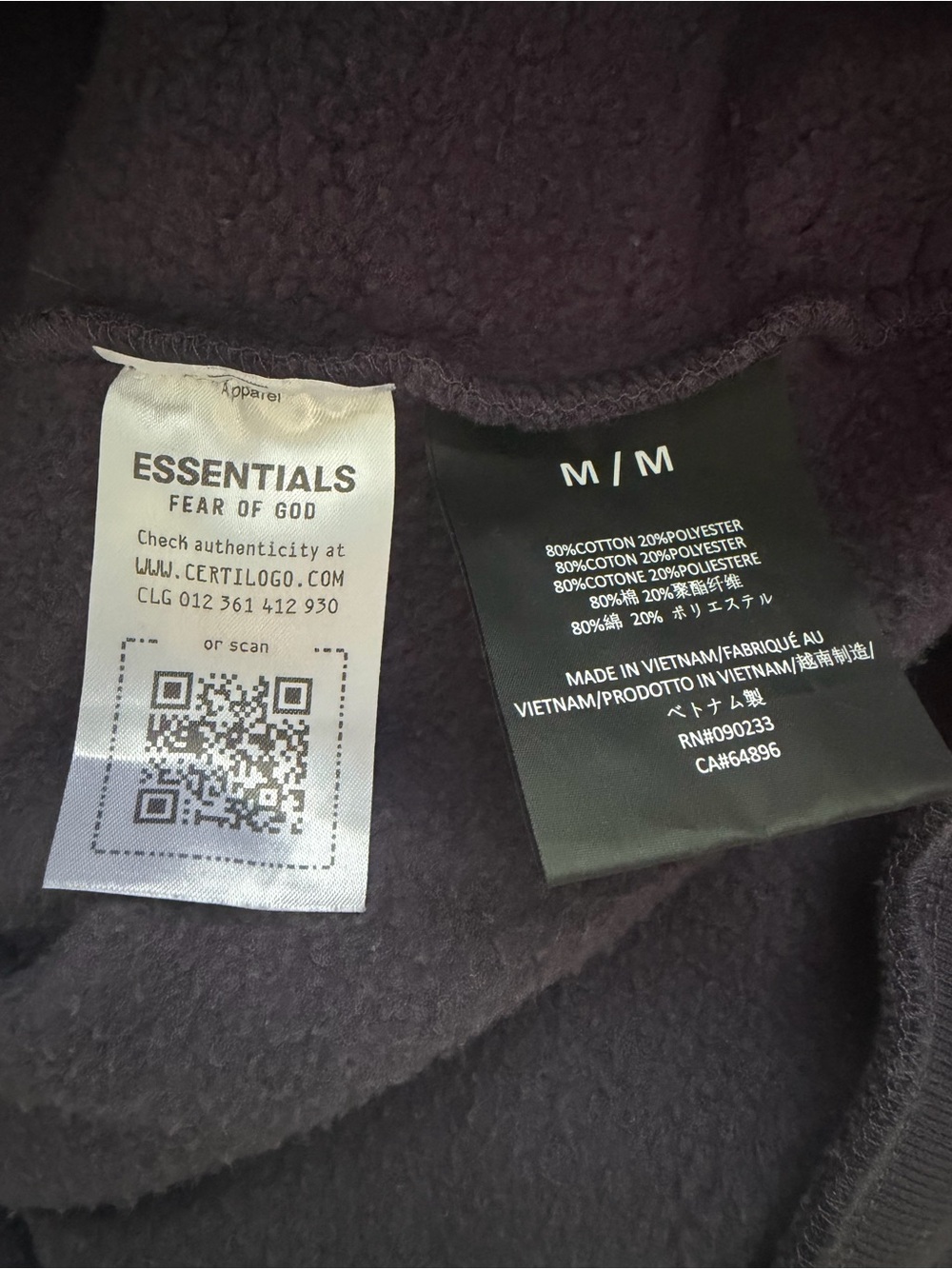 Fear Of God Essentials Marine University Fleece Crewneck Sweatshirt Size Medium - Picture 9 of 12